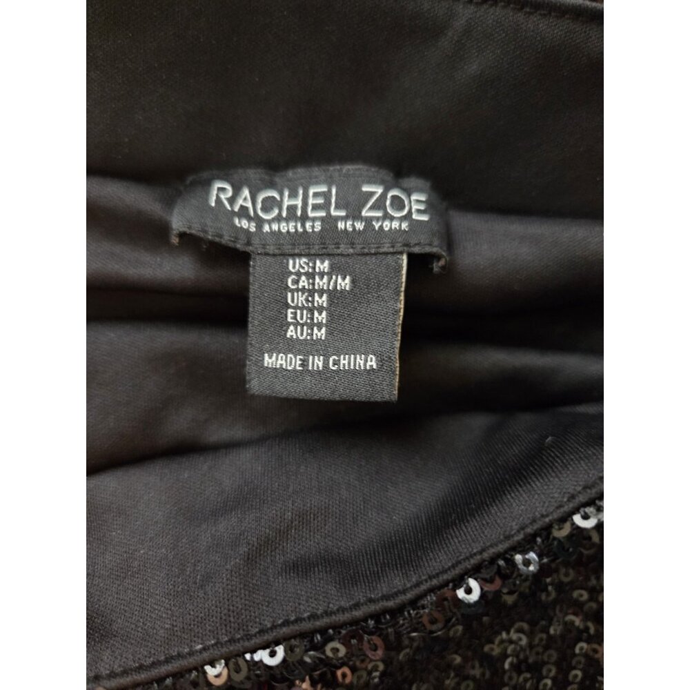 Rachel Zoe Black Sequins Maxi Skirt Ruched Side Slit Pull On M NWOT - Picture 6 of 7